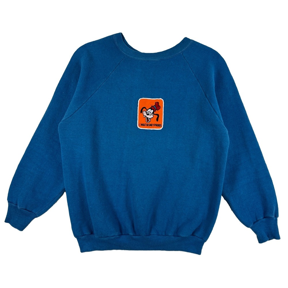Vintage Disney Goofy Patch Crewneck Sweatshirt Adult Medium Blue